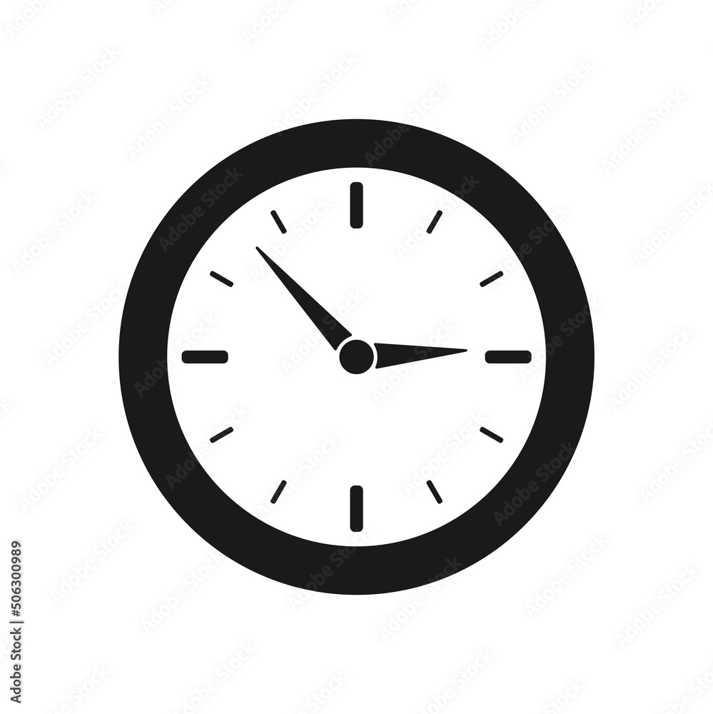 Clock icon isolated on blue background. Vector illustration.