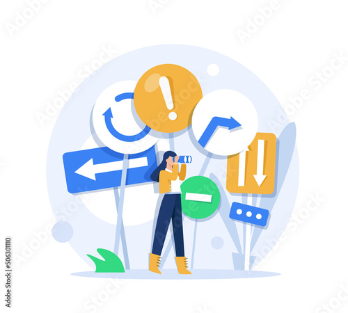 Think people choose path,Alternative options,difficult crossroad and pathways, employee make decision