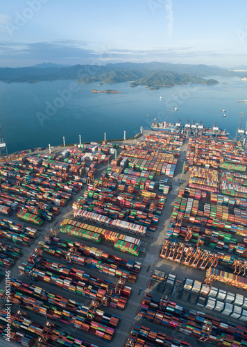 Canvas Print Shenzhen ,China - Circa 2022: Aerial view of Yantian international container ter