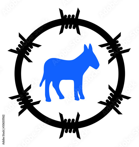 Donkey arrest vector illustration. Flat illustration iconic design of donkey arrest, isolated on a white background.