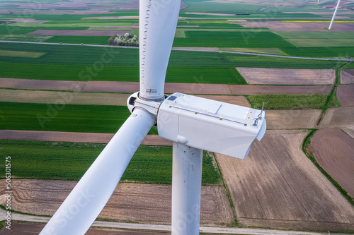 Aerial view of windmill on the windfarm