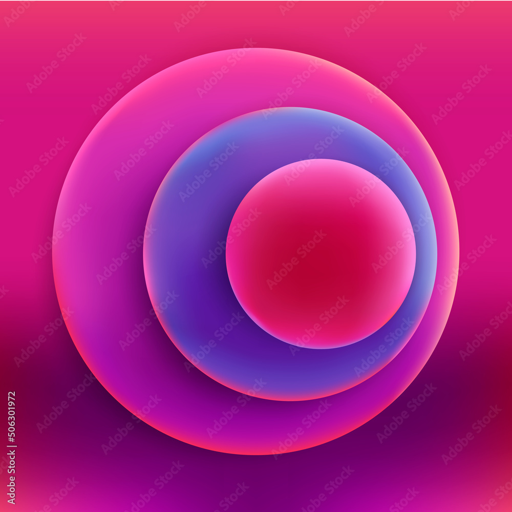 Obraz premium Abstract composition of rounded pink and purple figures on a dark pink background
