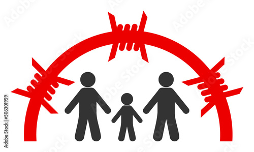 Family jail dome vector pictograph. Flat illustration iconic design of family jail dome, isolated on a white background.