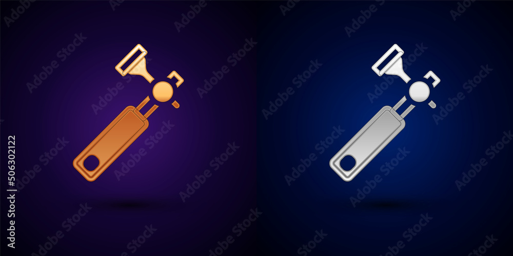 Gold and silver Jewelers lupe for diamond grading with dimond icon isolated on black background. Vector Gold and silver Jewelers lupe for diamond grading with dimond icon isolated on black background. Vector