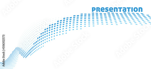 Blue curved presentation line with halftone effect. Vector graphics