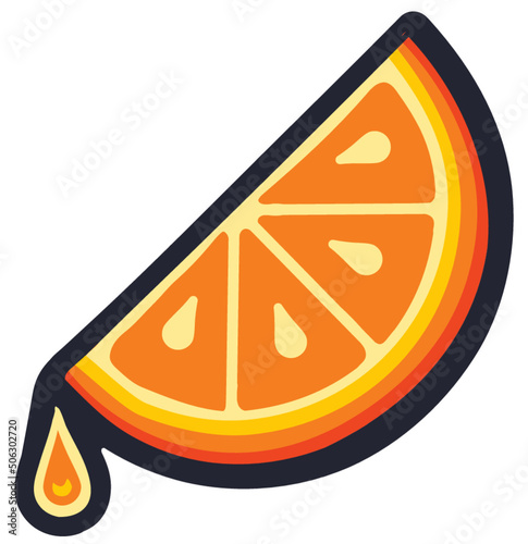 Orange wedge vector illustration with juice drop, editable Ai file