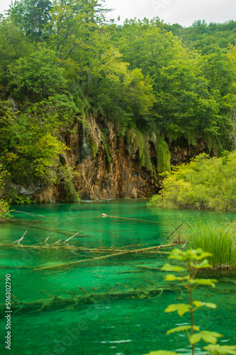 View of Plitvice lake in national park in Croatia 