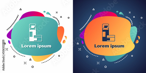 White Shaving gel foam icon isolated on white and blue background. Shaving cream. Abstract banner with liquid shapes. Vector