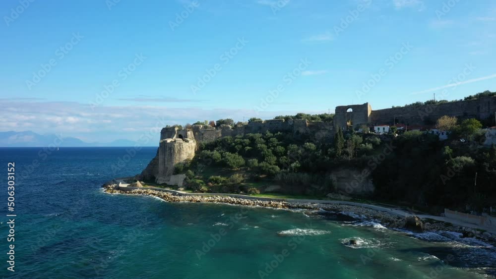 Koroni Castle by the Mediterranean Sea in Europe, Greece, Peloponnese, Mani in summer on a sunny day. Koroni Castle by the Mediterranean Sea in Europe, Greece, Peloponnese, Mani in summer on a sunny day.