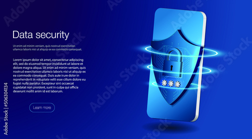 The concept of mobile phone and personal data protection. Vector Security Data Protection concept Data secure. Safety internet technology, data secure. Vector