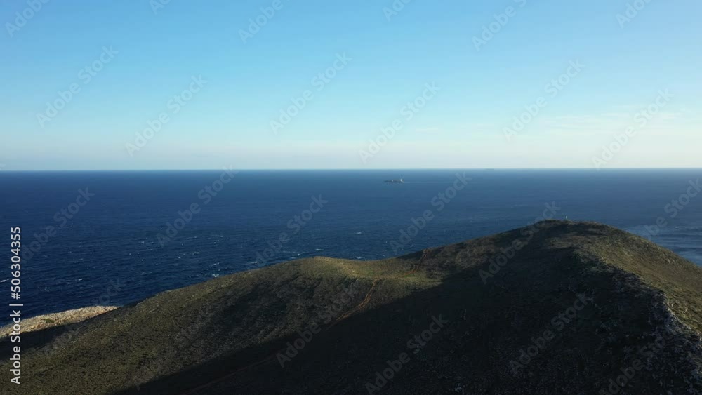 Cape Tenare by the Mediterranean Sea in Europe, Greece, Peloponnese, Mani in summer on a sunny day. Cape Tenare by the Mediterranean Sea in Europe, Greece, Peloponnese, Mani in summer on a sunny day.