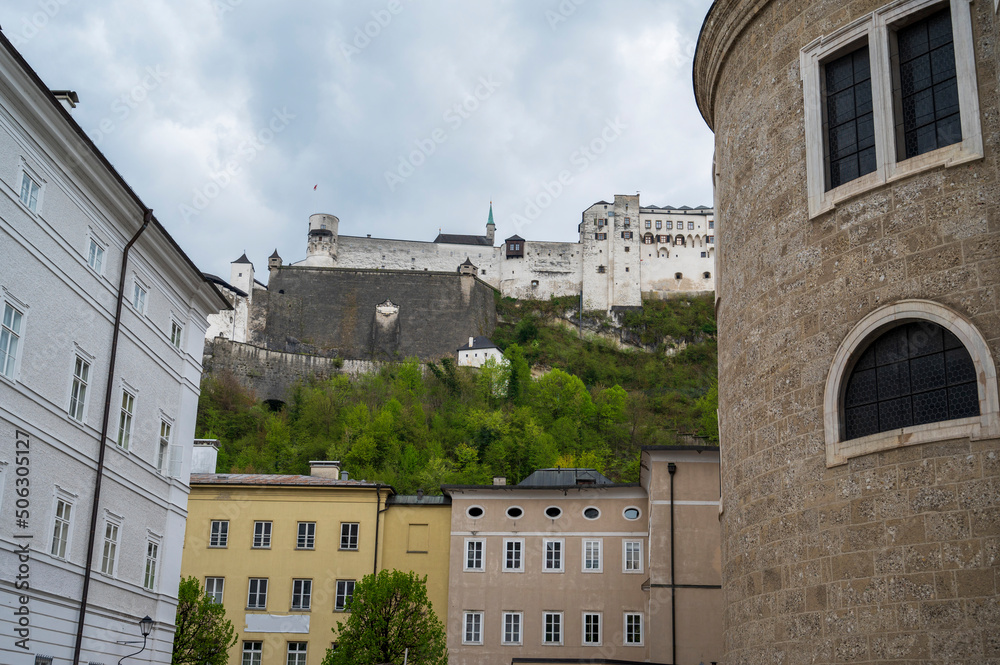 Salzburg Castle above the houses