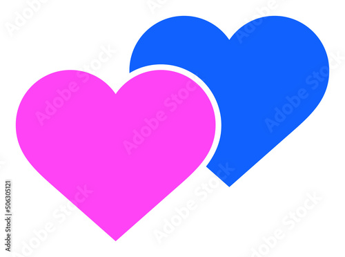 Love hearts vector illustration. Flat illustration iconic design of love hearts, isolated on a white background.