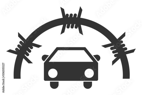 Car jail vector illustration. Flat illustration iconic design of car jail, isolated on a white background.