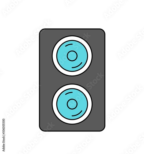Audio streaming service equipment icon. Speaker for loud listening to music or podcasts. Equipment for radio studio and sound reproduction. Cartoon flat vector illustration isolated white background