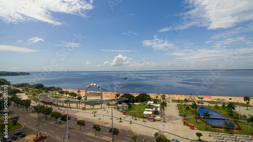 aerial view of Ponta Negra beach in the city of manaus brazil - 2020 years photo
