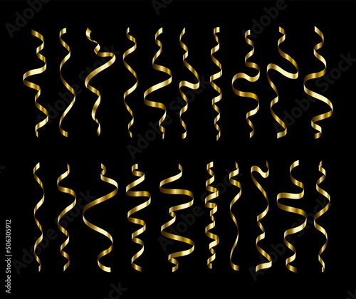 Serpentine gold set on black background in vector EPS 10