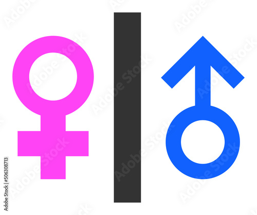 Toilet gender sign vector illustration. Flat illustration iconic design of toilet gender sign, isolated on a white background.