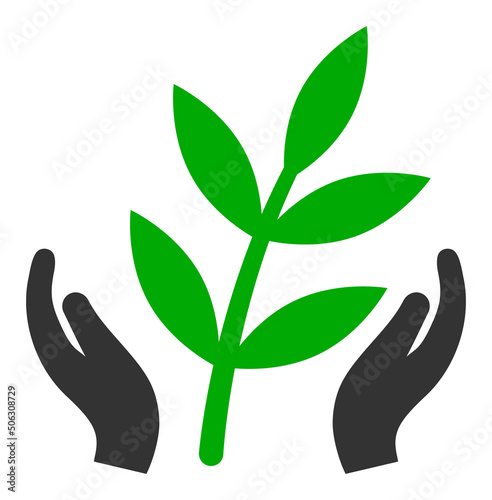 Agriculture care hands vector illustration. Flat illustration iconic design of agriculture care hands, isolated on a white background.