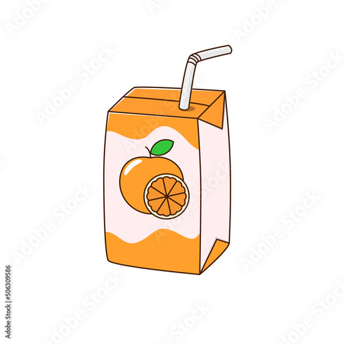 Wallpaper Mural Orange juice box with straw vector illustration in cute cartoon style isolated on white background Torontodigital.ca