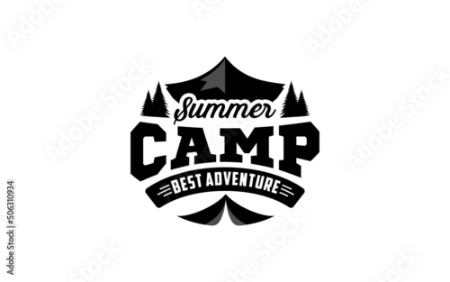 Illustration vector graphic of kids summer camp colour full logo design template
