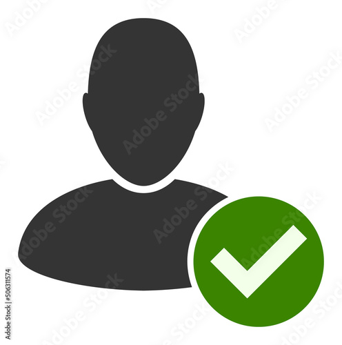 Approve user vector illustration. Flat illustration iconic design of approve user, isolated on a white background.