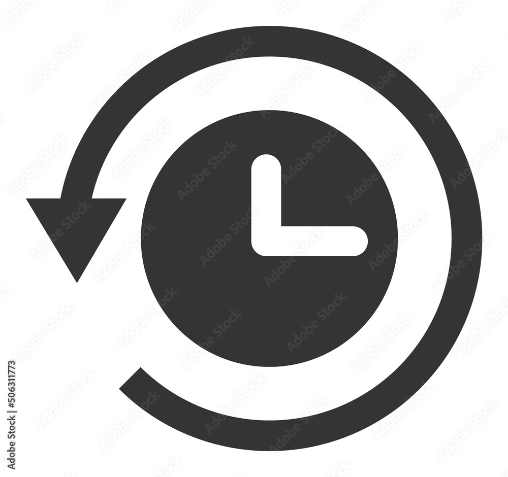 Time back machine vector illustration. Flat illustration iconic design of time back machine, isolated on a white background. Time back machine vector illustration. Flat illustration iconic design of time back machine, isolated on a white background.