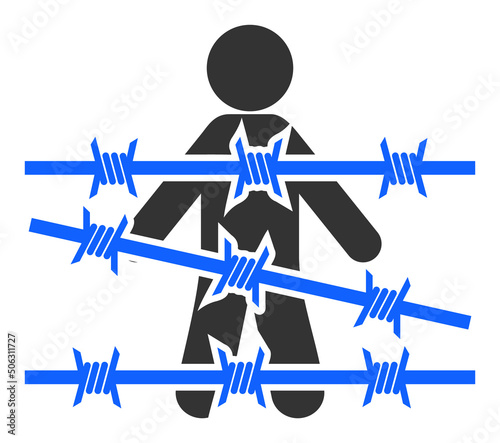 Man arrest vector pictograph. Flat illustration iconic design of man arrest, isolated on a white background.