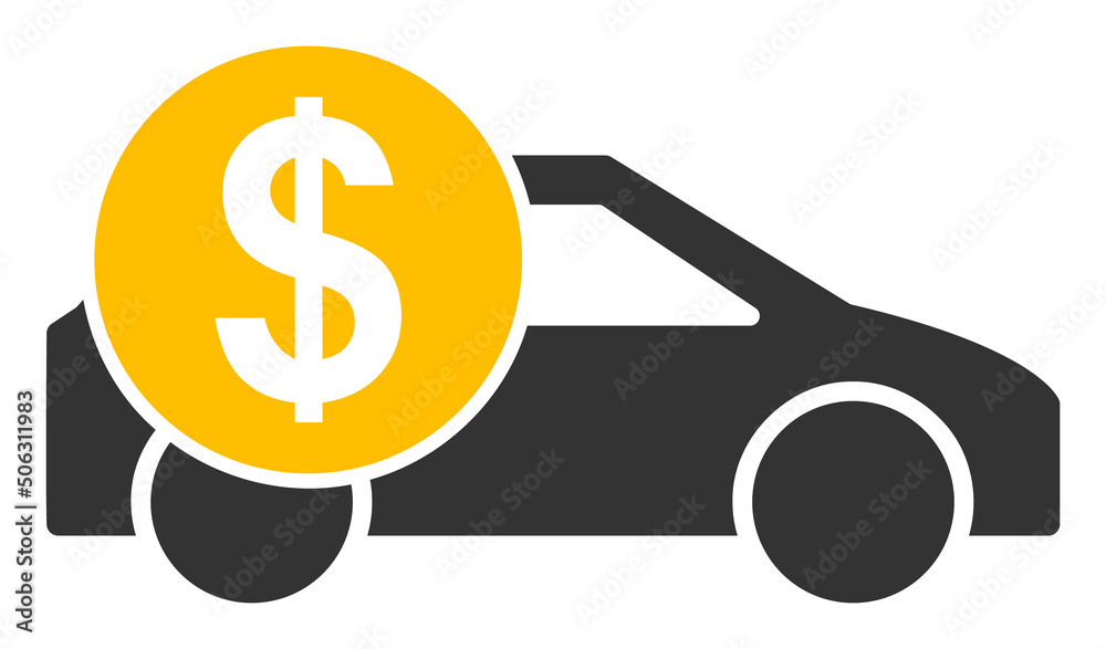 Car cost vector illustration. Flat illustration iconic design of car cost, isolated on a white background.