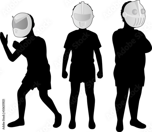 お面を被った子供たち