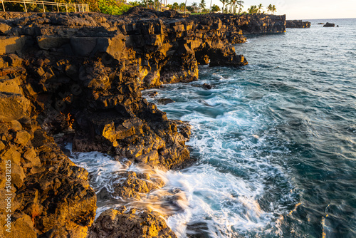 Sea Arches Along The Rugged Volcanic Shoreline, Keauhou, Hawaii Island, Hawaii, USA photo