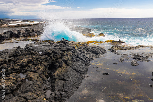 The Rugged Volcanic Coastline at Keahole Point, Hawaii Island, Hawaii, USA photo