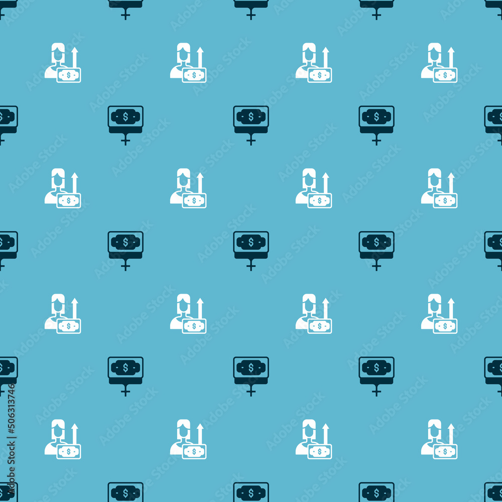 Set Money growth woman and on seamless pattern. Vector Set Money growth woman and on seamless pattern. Vector