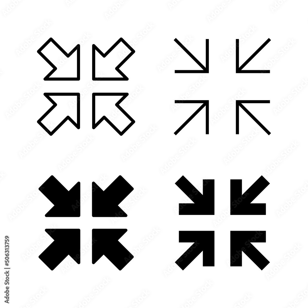 Fullscreen Icon vector. Expand to full screen sign and symbol. Arrows symbol Fullscreen Icon vector. Expand to full screen sign and symbol. Arrows symbol