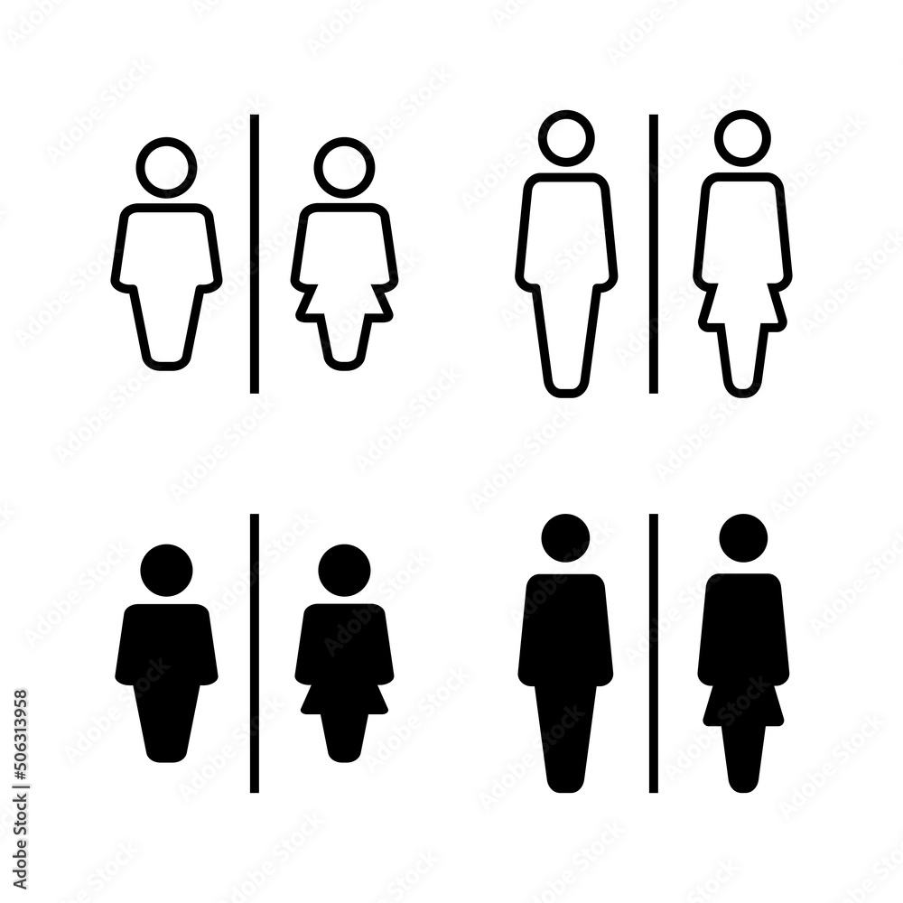 Toilet icons vector. Girls and boys restrooms sign and symbol. bathroom sign. wc, lavatory