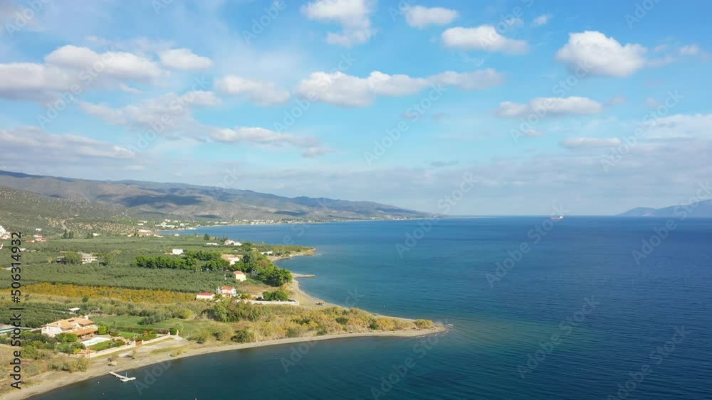 The seashore of Myrto in Europe, Greece, Peloponnese, Argolis, towards Hermione, in summer on a sunny day. The seashore of Myrto in Europe, Greece, Peloponnese, Argolis, towards Hermione, in summer on a sunny day.