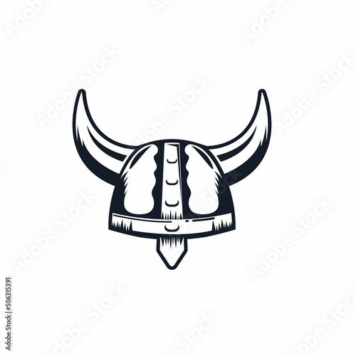 black viking helmet vector element  concept design template