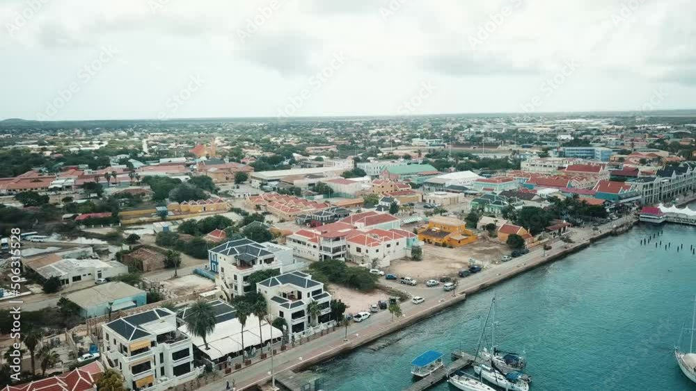Kralendjik city, capital of Bonaire, aerial view of the coast. Dutch Caribbean, South America Kralendjik city, capital of Bonaire, aerial view of the coast. Dutch Caribbean, South America