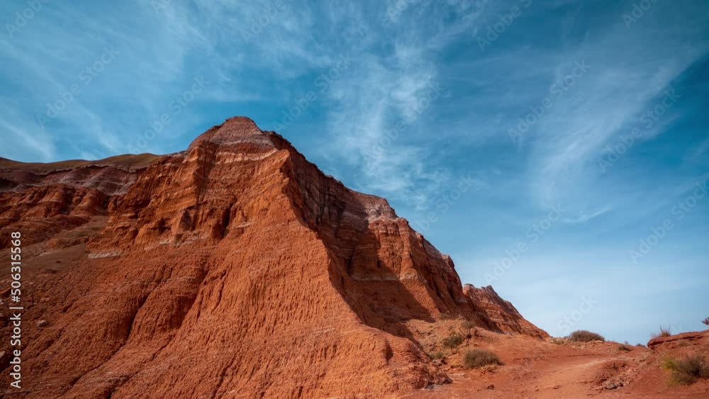 Time Lapse, Light Clouds Above Red Rock Sandstone Hills of Palo Duro Canyon State Park, Colorado USA Time Lapse, Light Clouds Above Red Rock Sandstone Hills of Palo Duro Canyon State Park, Colorado USA