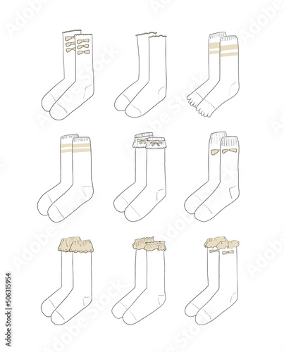 ベージュの靴下のイラストセット