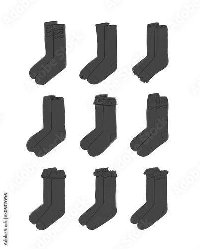 黒の靴下のイラストセット