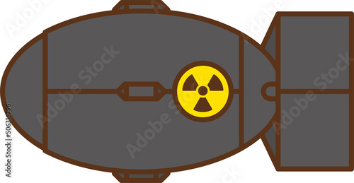 Illustration of an atomic bomb seen from the side