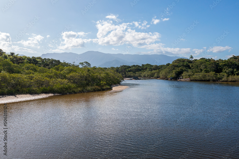 imagem aerea de um grande rio limpo 