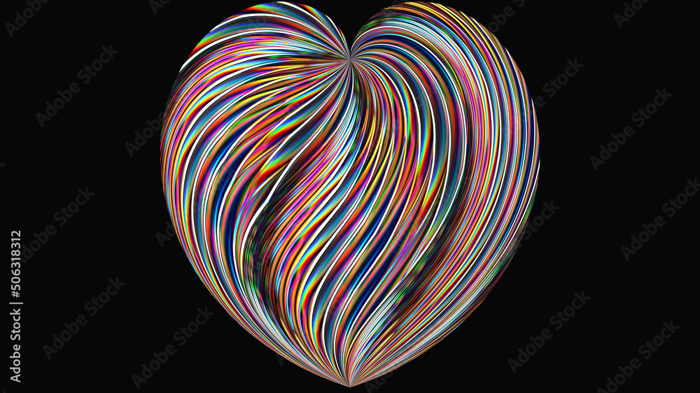 An abstract figure of the heart on a black insulated background.