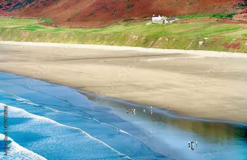 Rhossili Beach and Bay on the Gower Peninsula near Swansea, West Glamorgan, south Wales, United Kingdom photo
