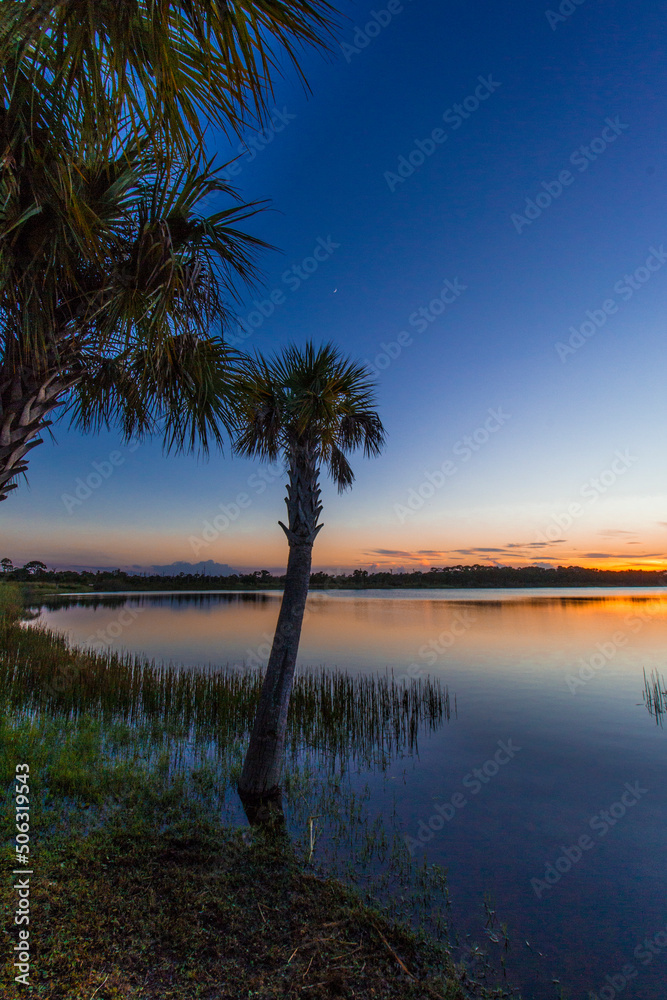 Colorful Sunset over Lake Zobel, George LeStrange Preserve, Fort Pierce, Florida
