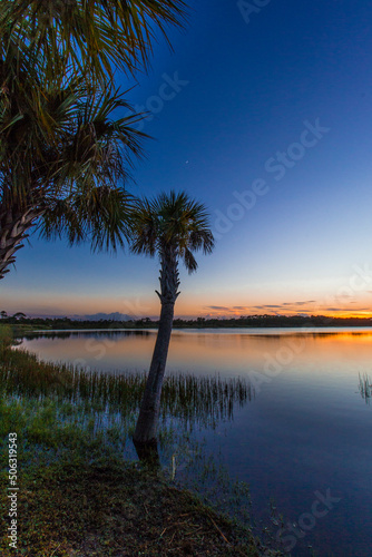 Colorful Sunset over Lake Zobel, George LeStrange Preserve, Fort Pierce, Florida © Richard