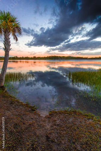 Colorful Sunset over Lake Zobel, George LeStrange Preserve, Fort Pierce, Florida