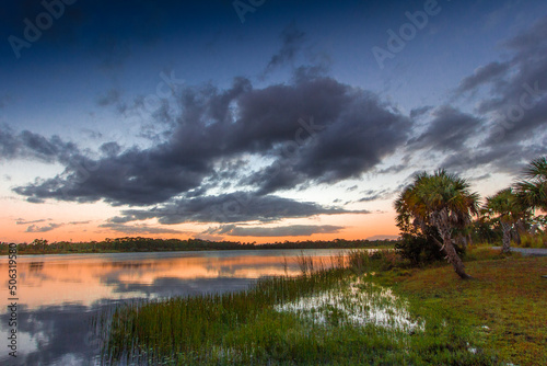 Colorful Sunset over Lake Zobel  George LeStrange Preserve  Fort Pierce  Florida