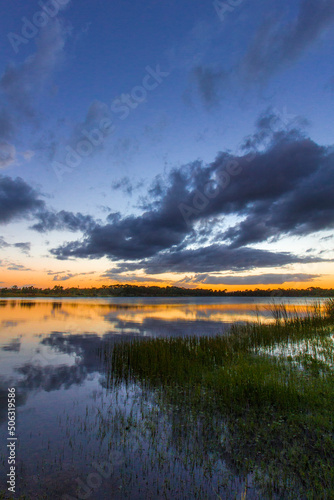 Colorful Sunset over Lake Zobel  George LeStrange Preserve  Fort Pierce  Florida